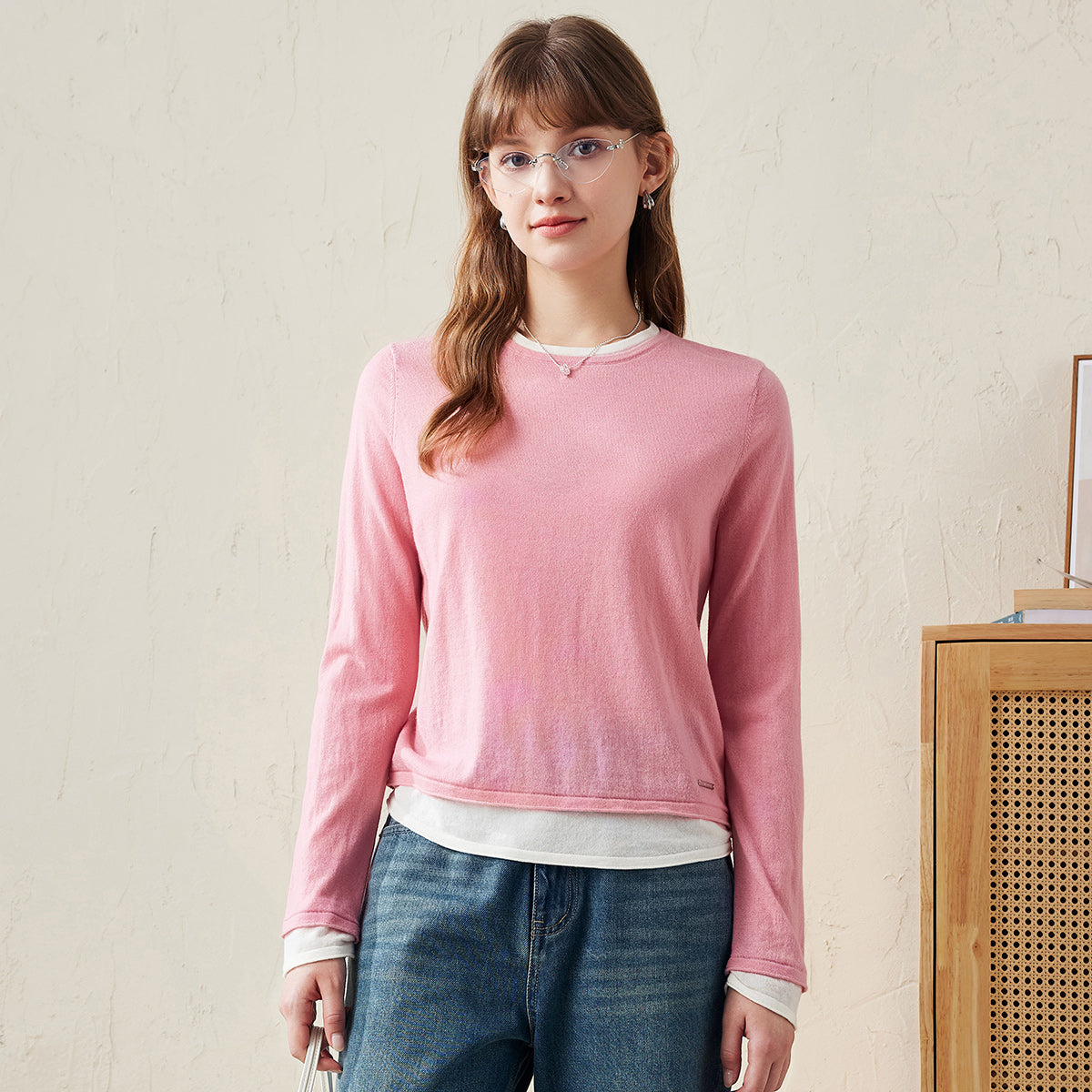 100% Wool Chic Layered Look Sweater for Women