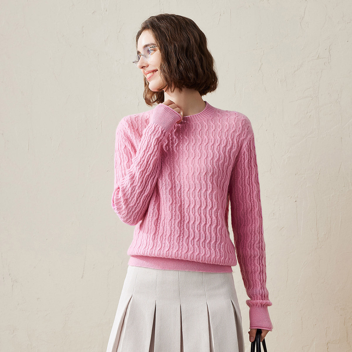 100% Cashmere Classic Cable Knit Sweater