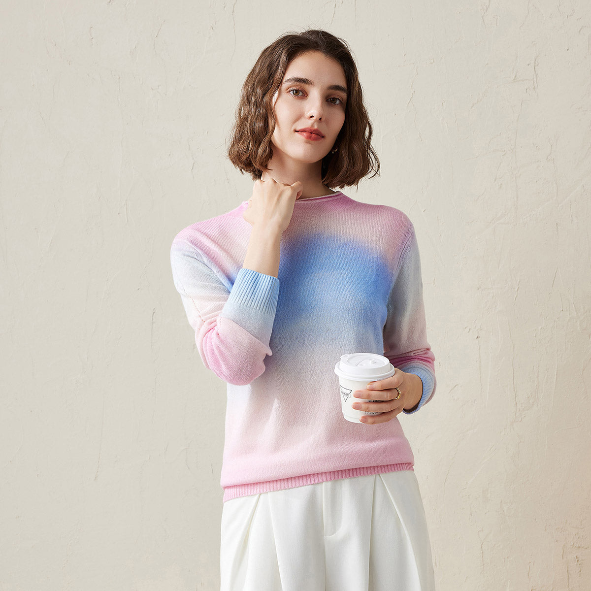 100% Cashmere Gradient Color Knit Sweater