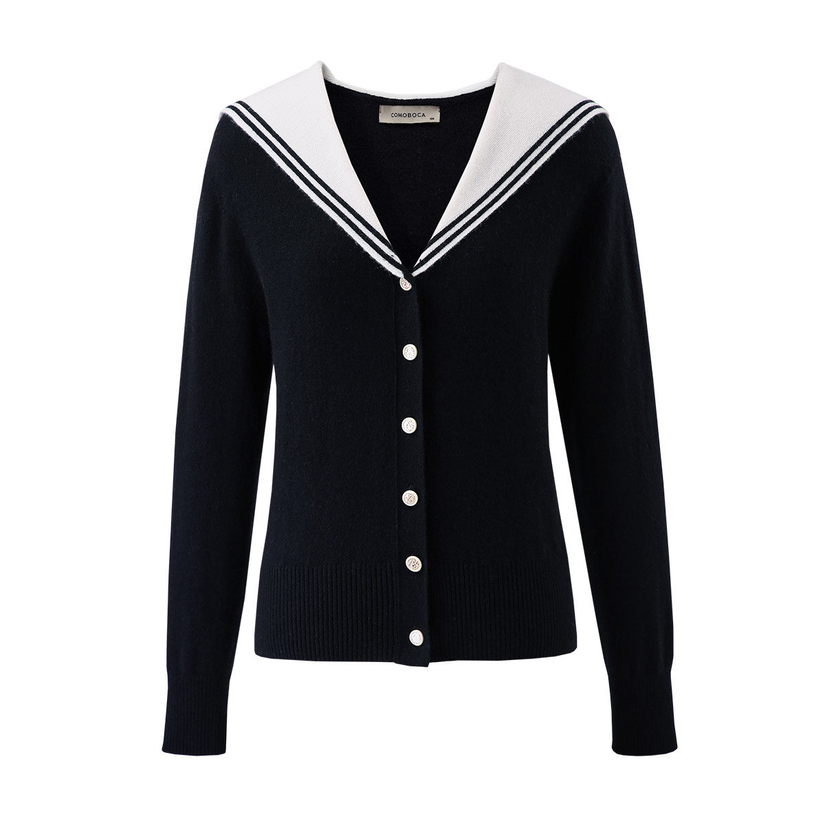 100% Cashmere Classic Sailor Collar Cardigan