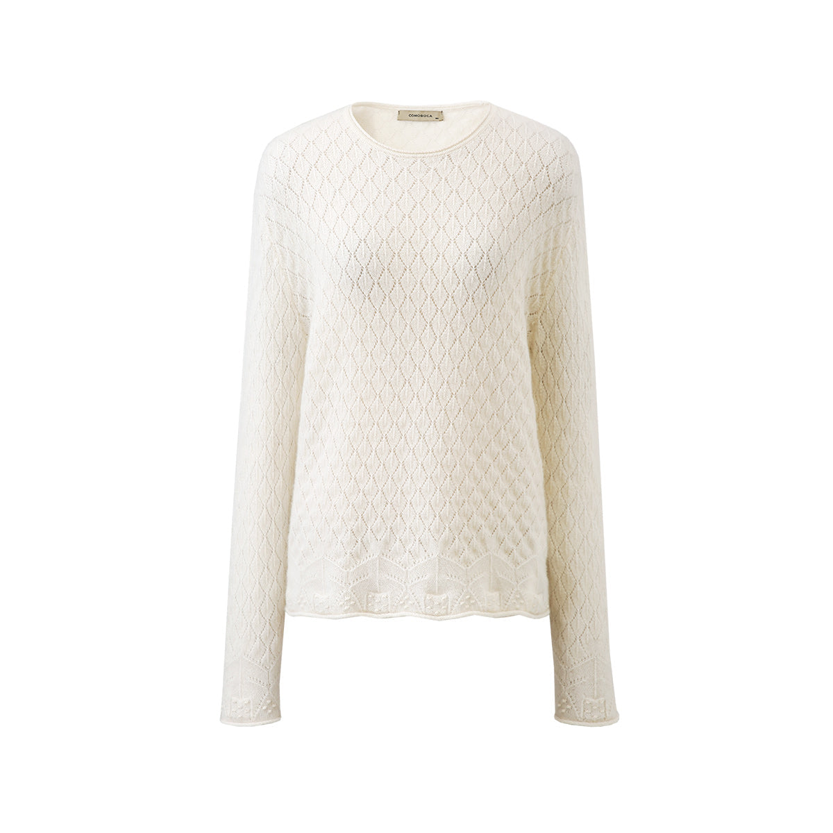 100% Cashmere Diamond Pattern Pullover Sweater