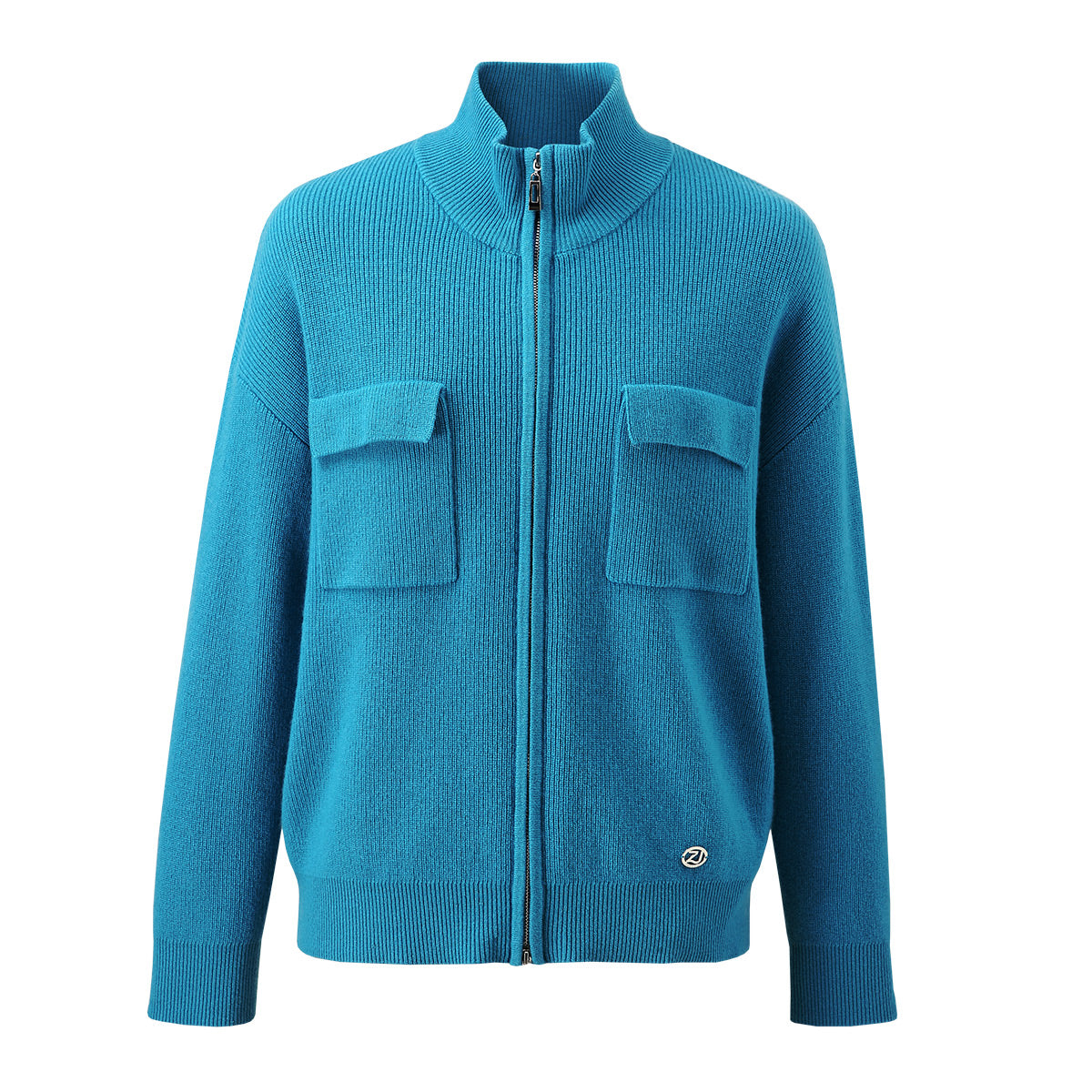 100% Wool Dual Zipper Cardigan with Utility Pockets