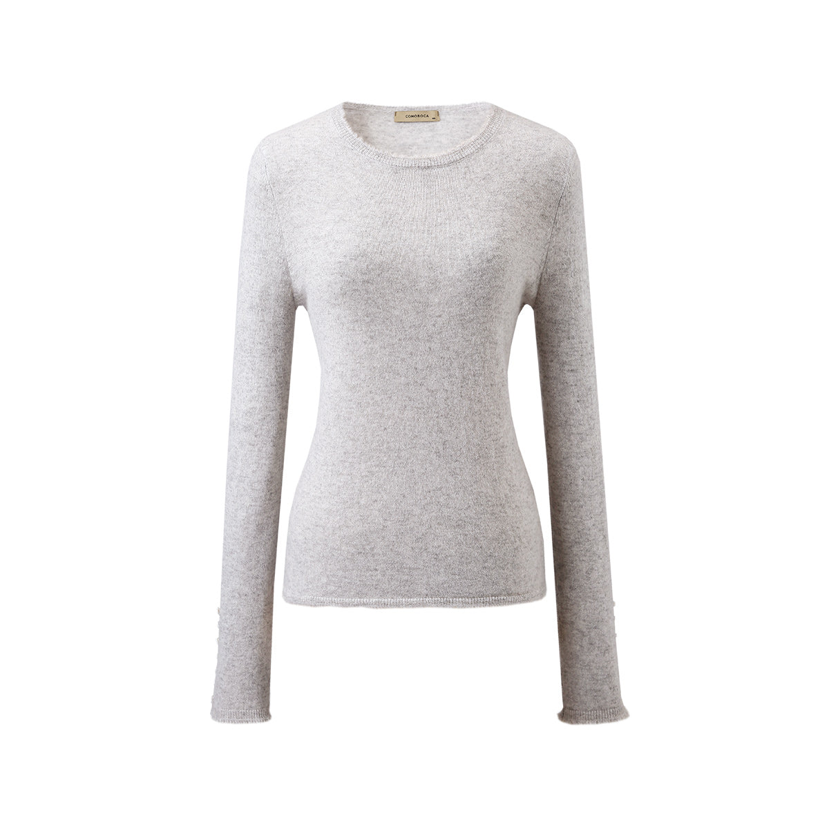 Premium Worsted Cashmere Knit Sweater with Buttoned Cuffs