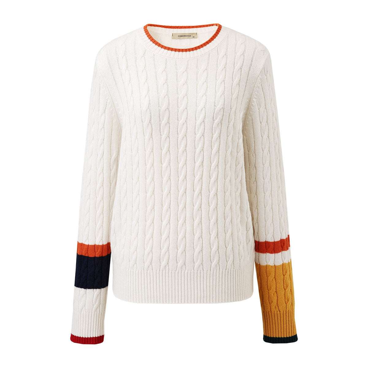 100% Wool Colorblock Cable Knit Sweater