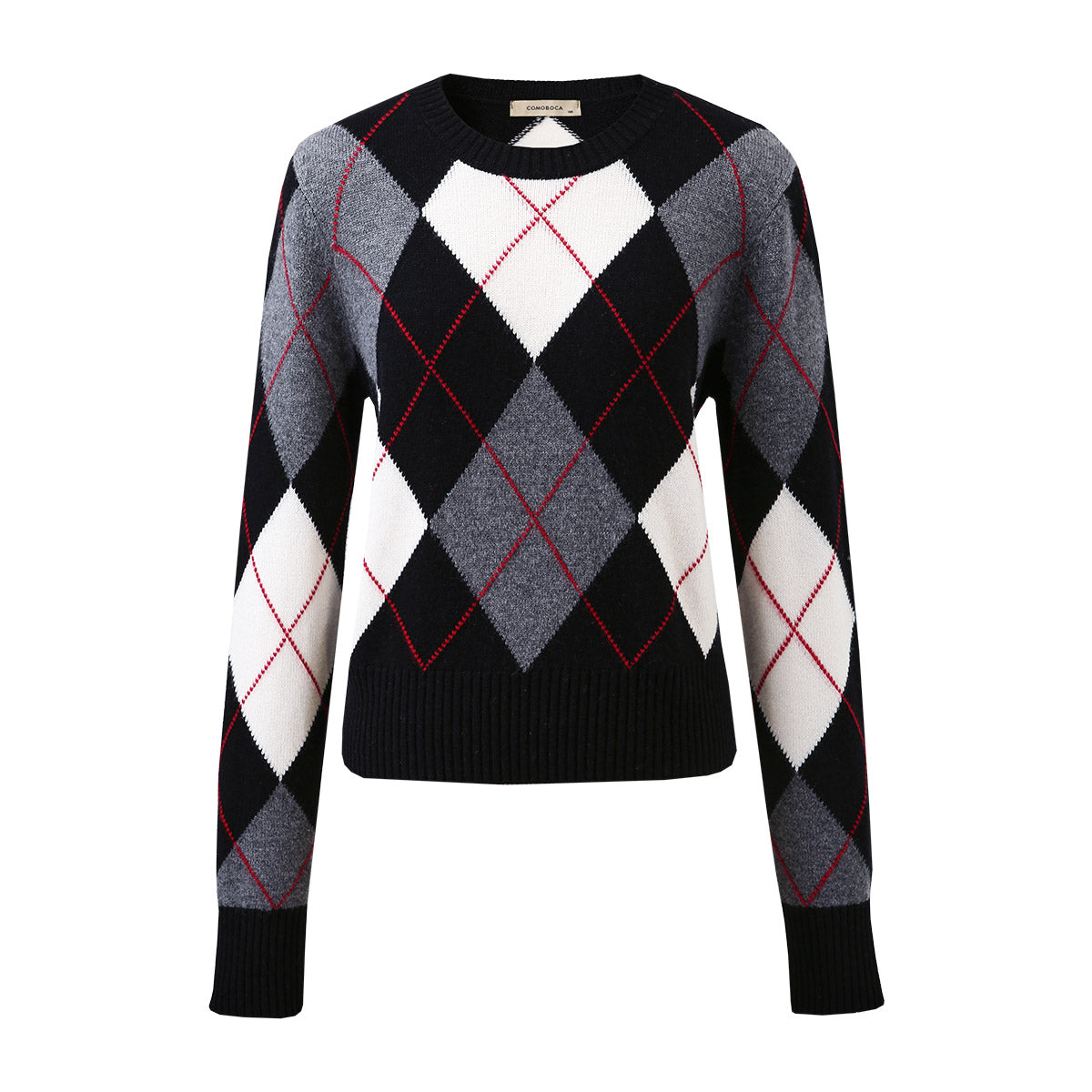 100% Wool Classic Argyle Pattern Knit Sweater