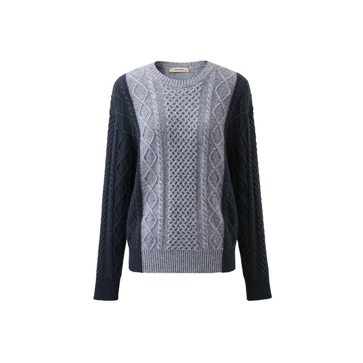 100% Cashmere Colorblock Cable Knit Sweater