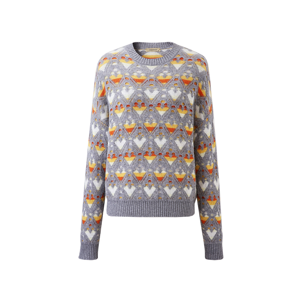 100% Cashmere Pastel Heart Knit Sweater