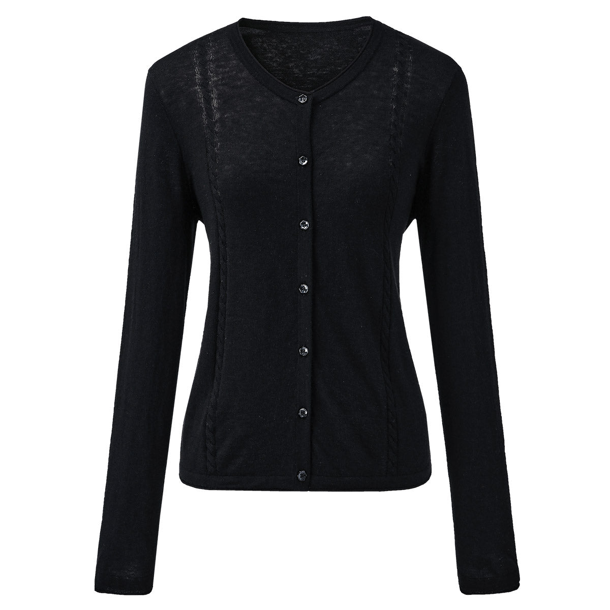 Womens Button-Up Cardigan with Cable Knit Detail