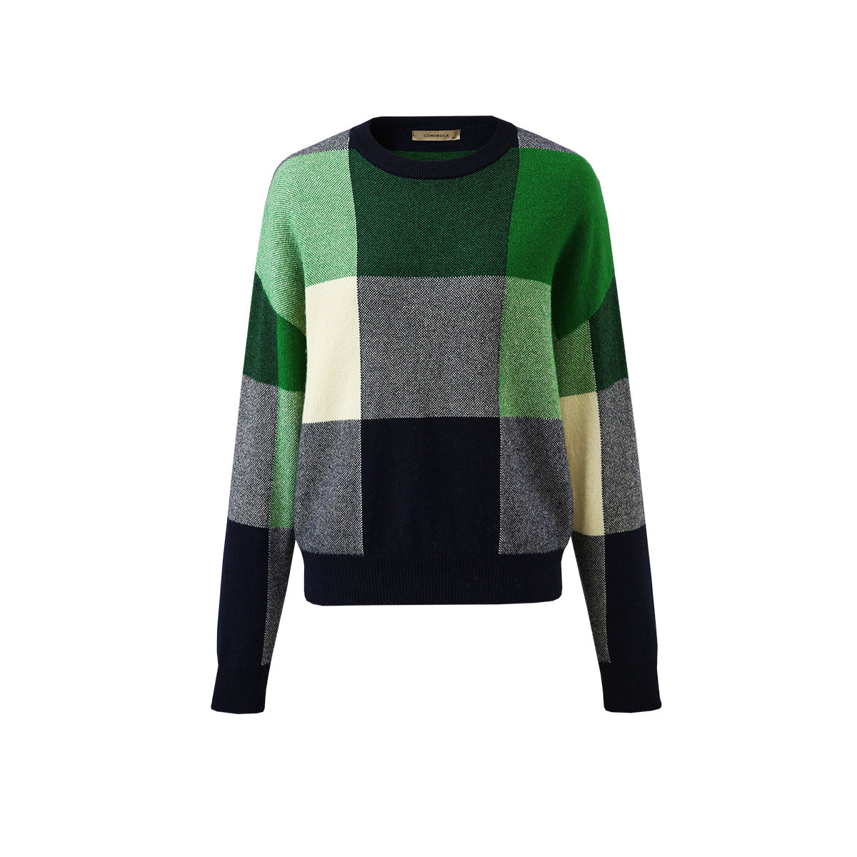 100% Cashmere Color Block Plaid Sweater