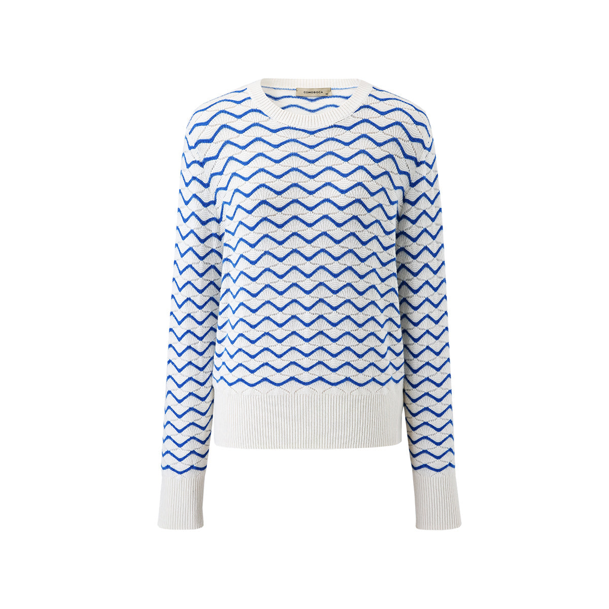 100% Cashmere Wave Pattern Knit Sweater