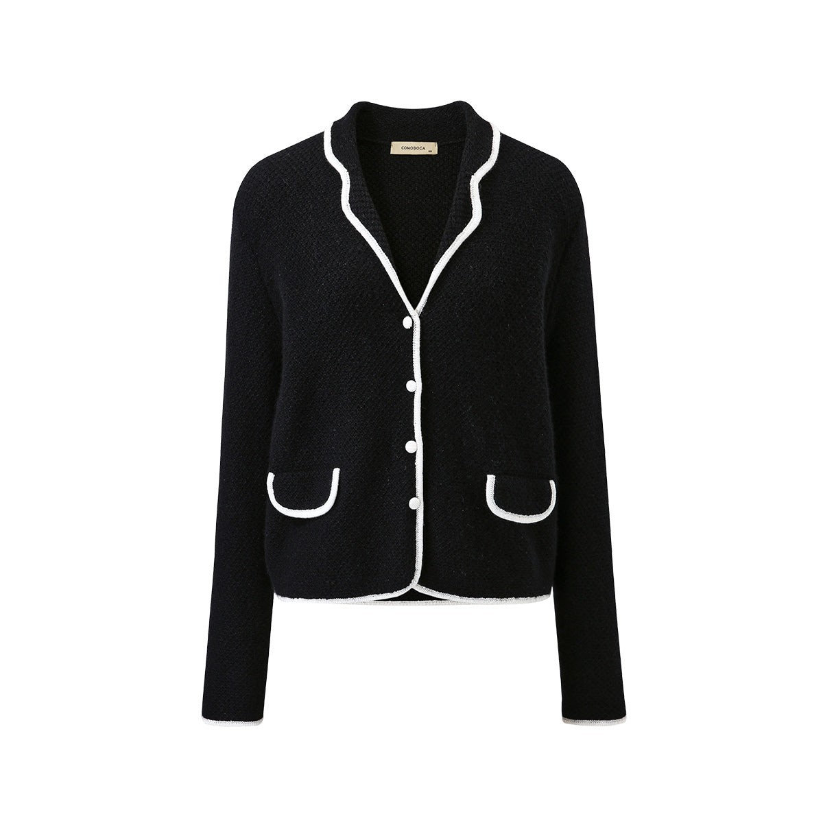 100% Cashmere Classic Contrast Trim Knitted Cardigan