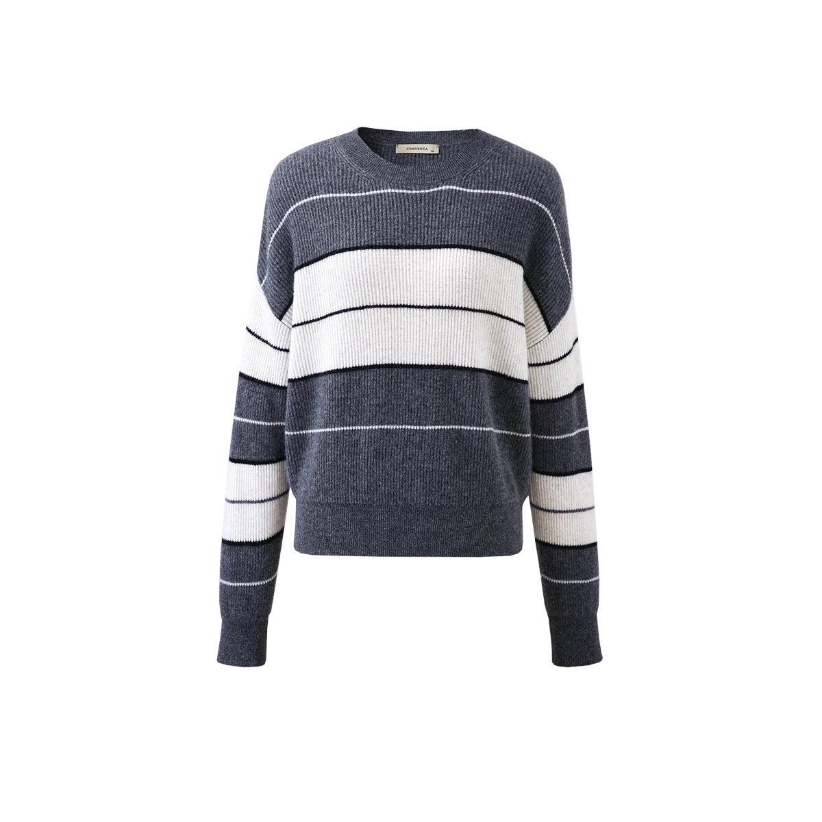 100% Cashmere Casual Striped Crewneck Sweater