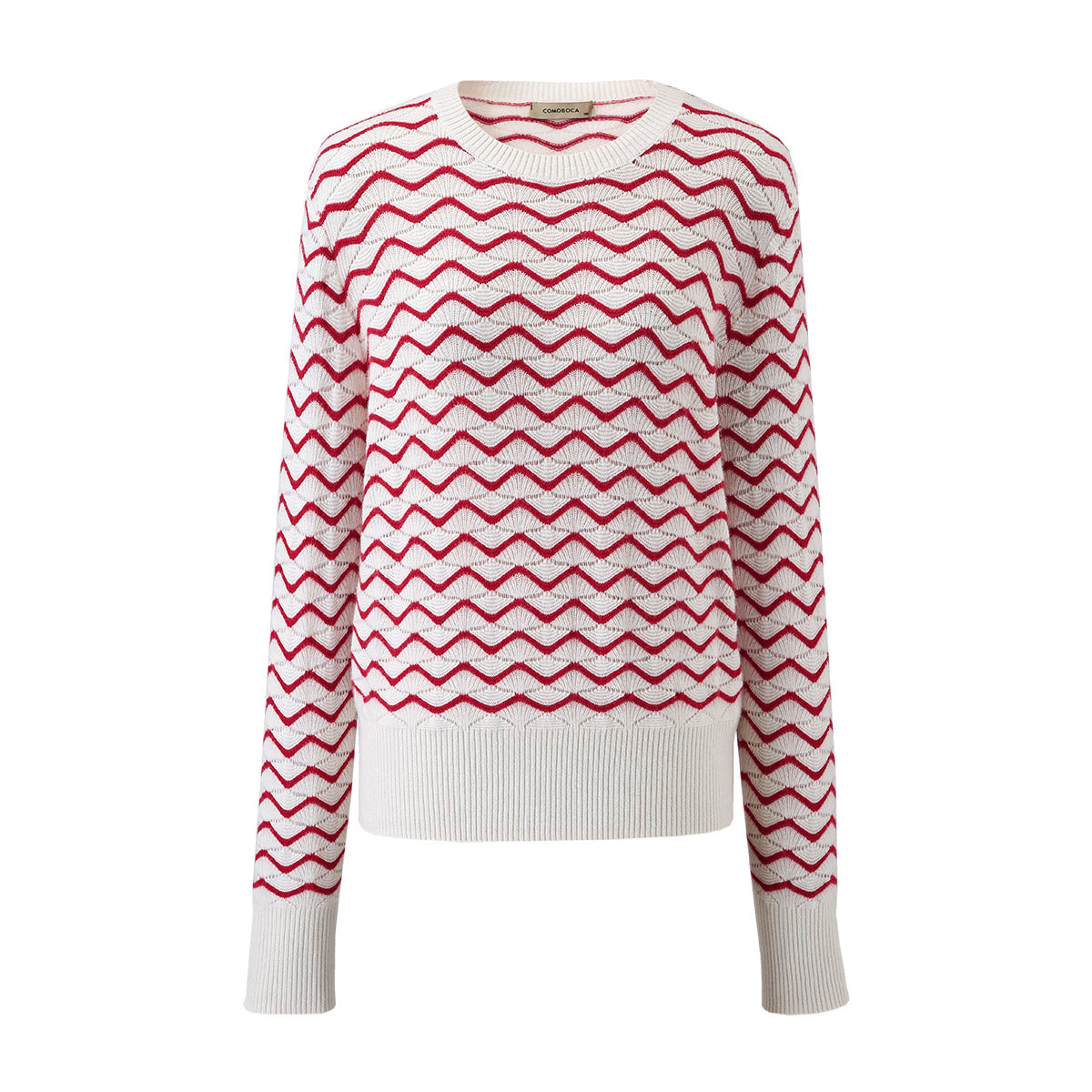 100% Cashmere Wave Pattern Knit Sweater