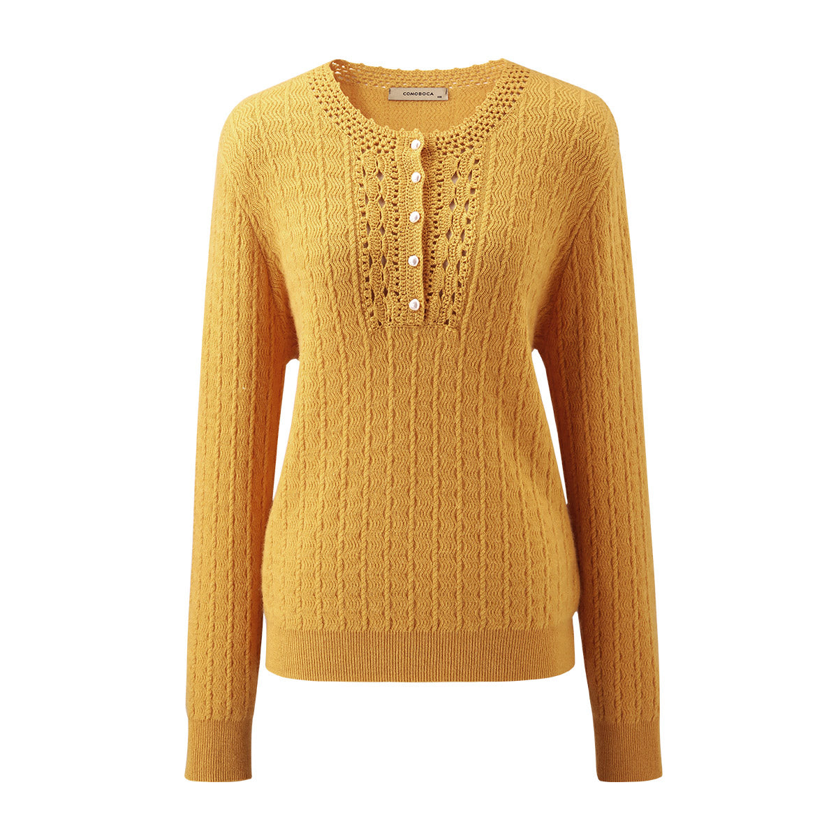 100% Cashmere Knit Sweater with Button Detail