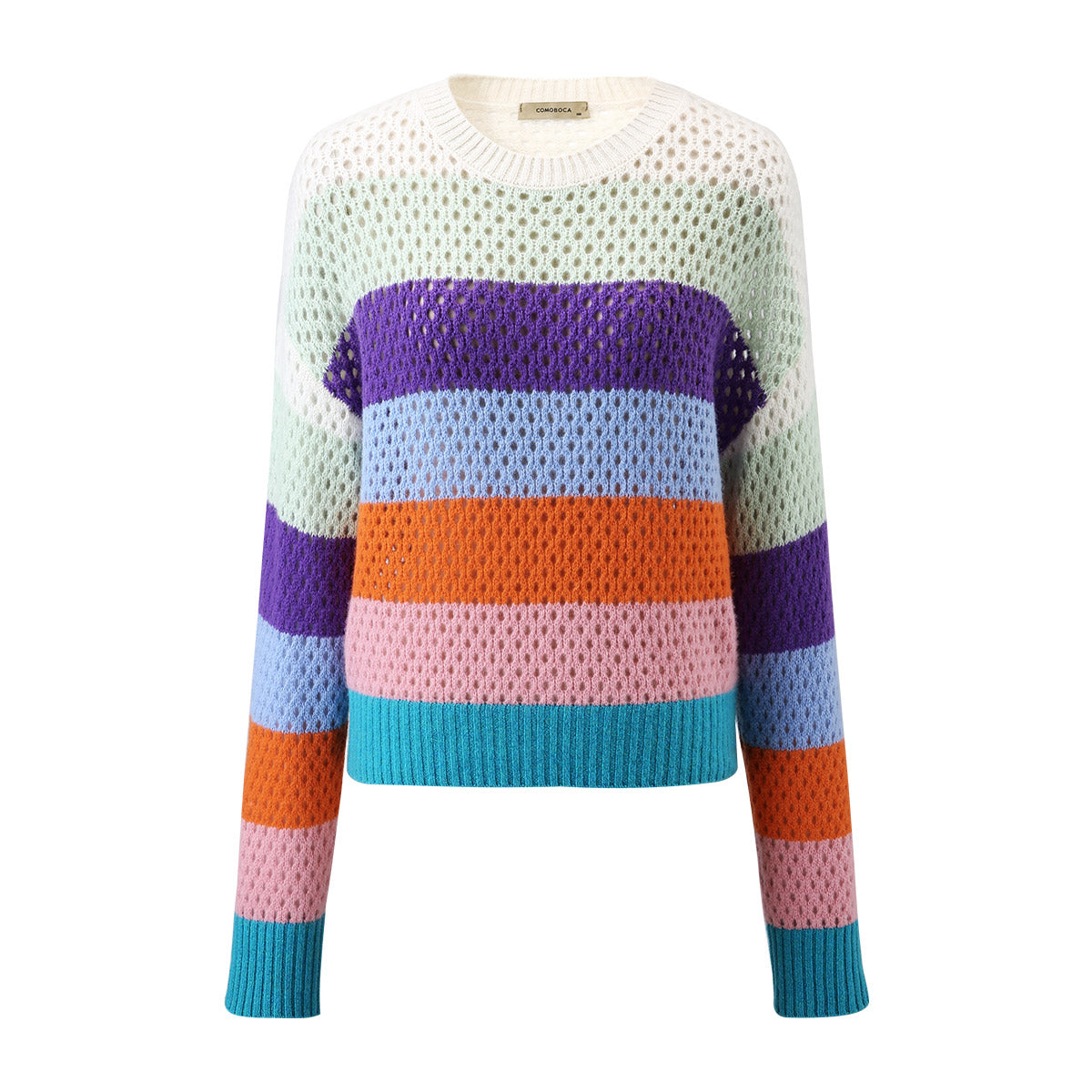 100% Cashmere Colorful Stripes Knit Sweater