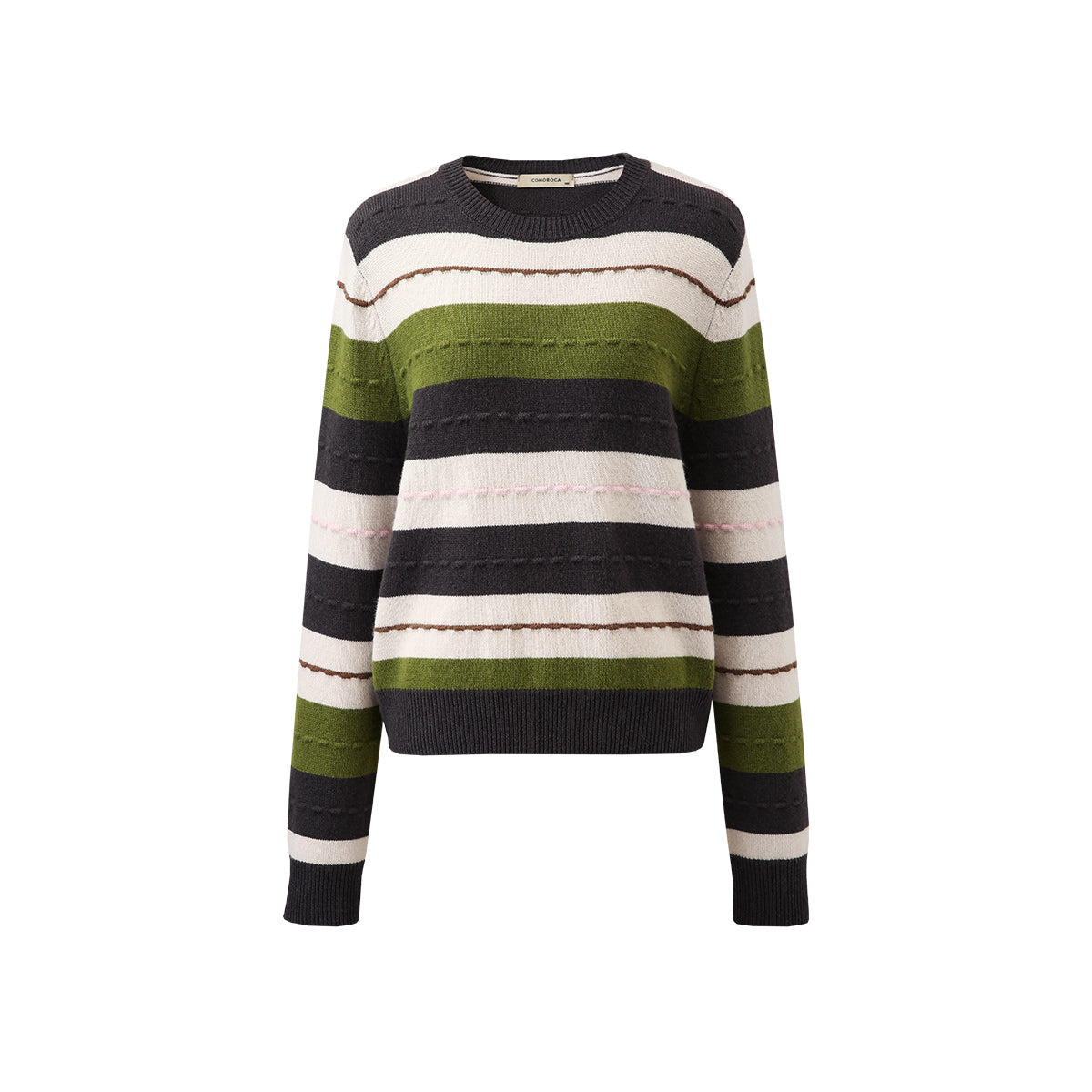 100% Wool Womens Cozy Striped Knit Sweater