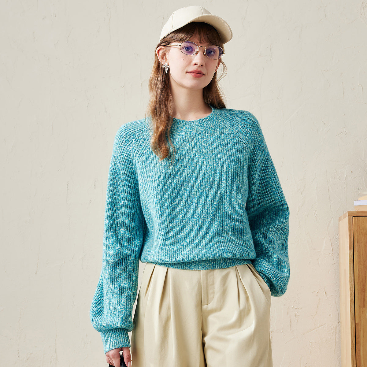 100% Wool Cozy Knitted Pullover Sweater