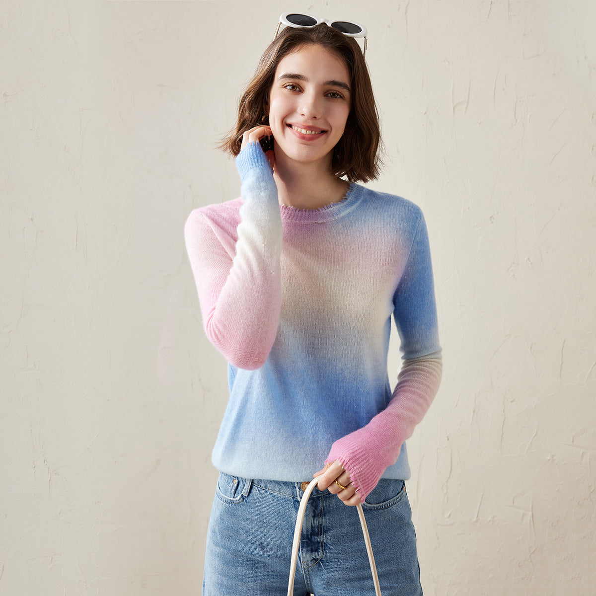 100% Cashmere Soft Gradient Ombre Cashmere Sweater