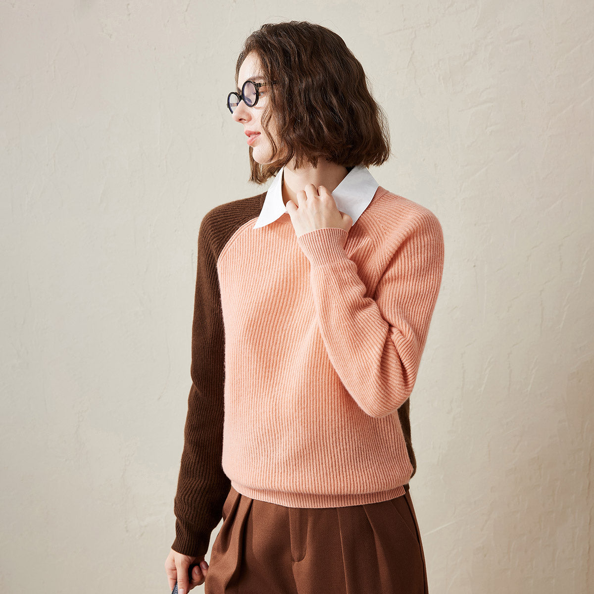 100% Cashmere Color Block Soft Knit Sweater