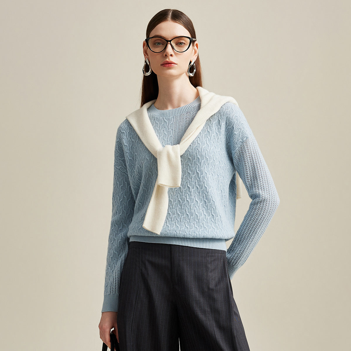 100% Cashmere Luxurious Cable Knit Sweater