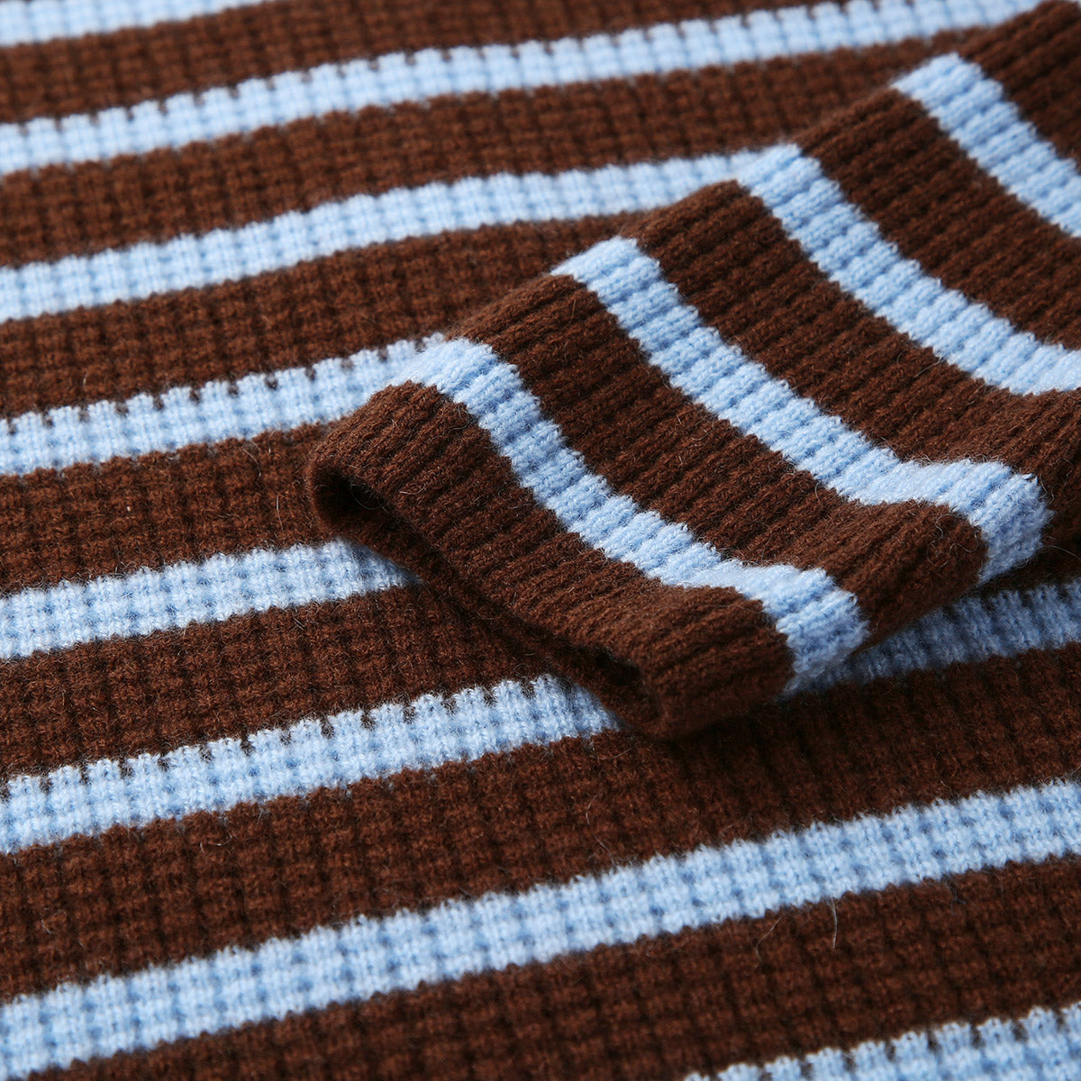 100% Cashmere Striped Knit Henley Sweater