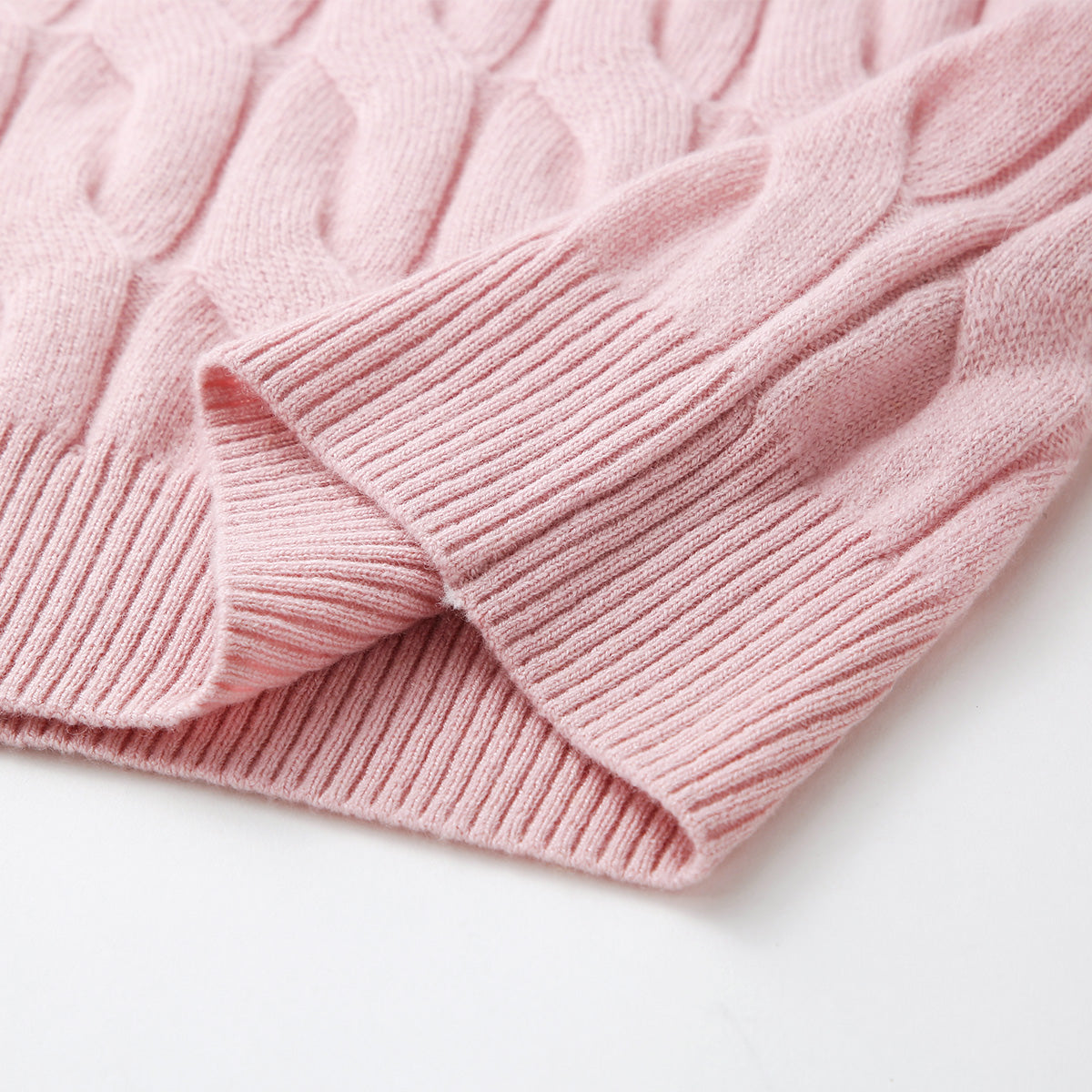 100% Cashmere Cable Knit V-Neck Sweater