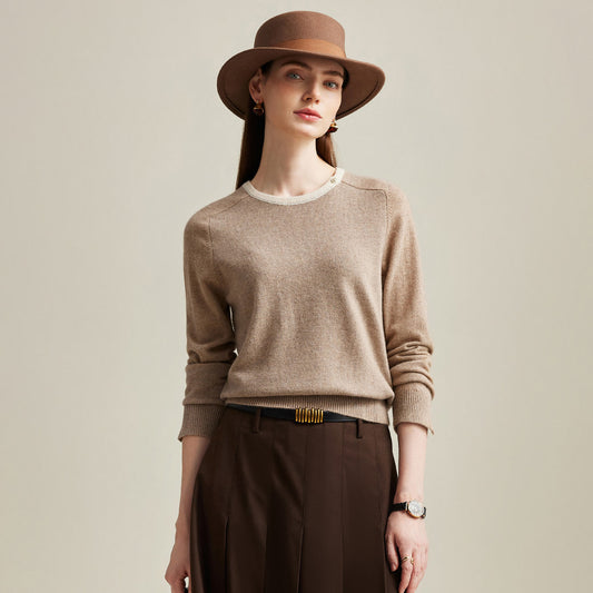 100% Cashmere Button-Accent Sweater