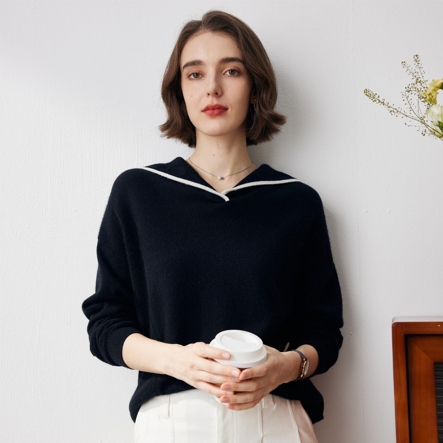 100% Cashmere Sailor Collar Sweater