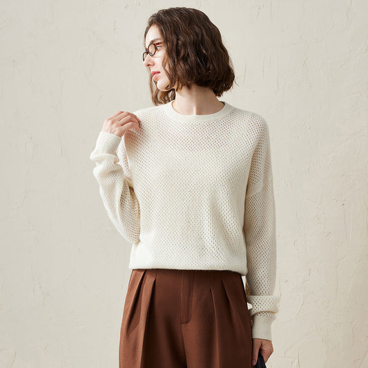 100% Cashmere Breathable Mesh Sweater