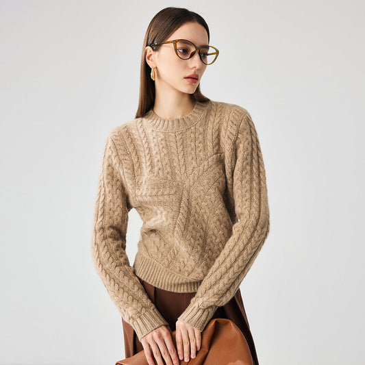 100% Cashmere Womens Chunky Cable Knit Sweater