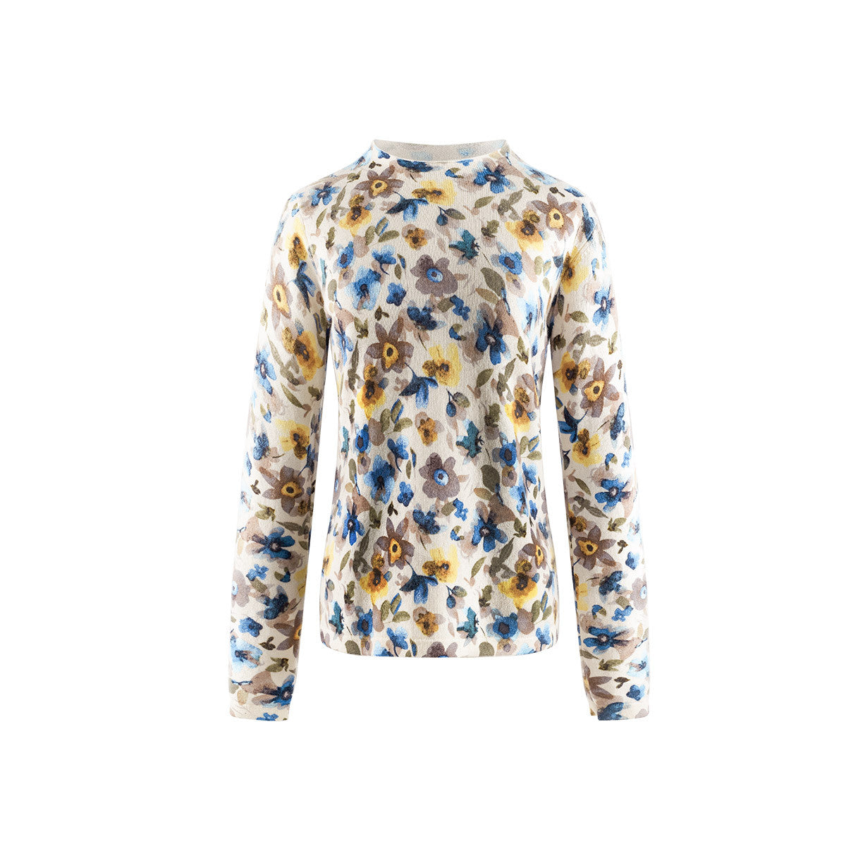 100% Cashmere Elegant Floral Print Sweater