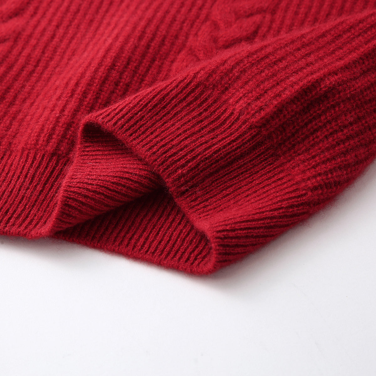 100% Cashmere Cable Knit Sweater with Button Neck