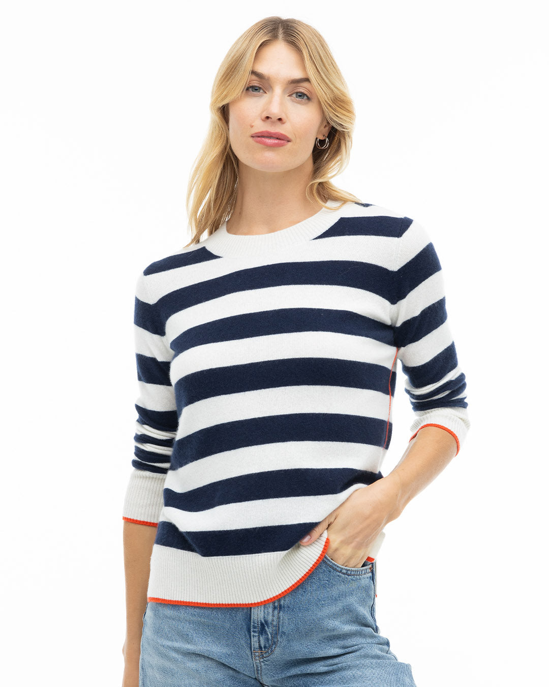 Contrast Striped Crew