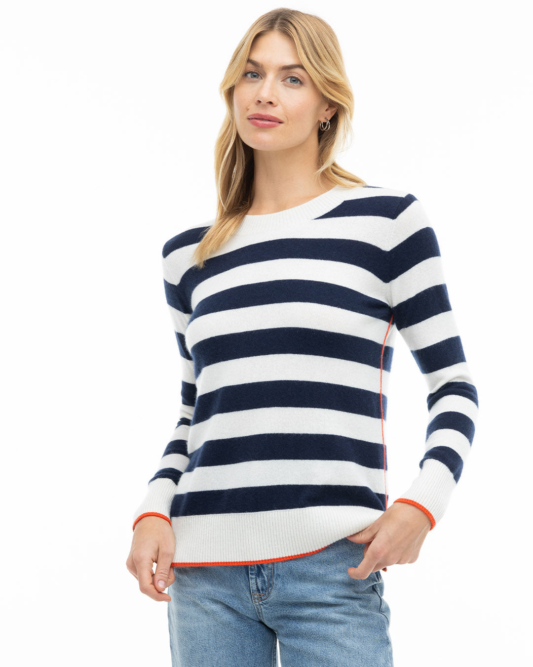 Contrast Striped Crew