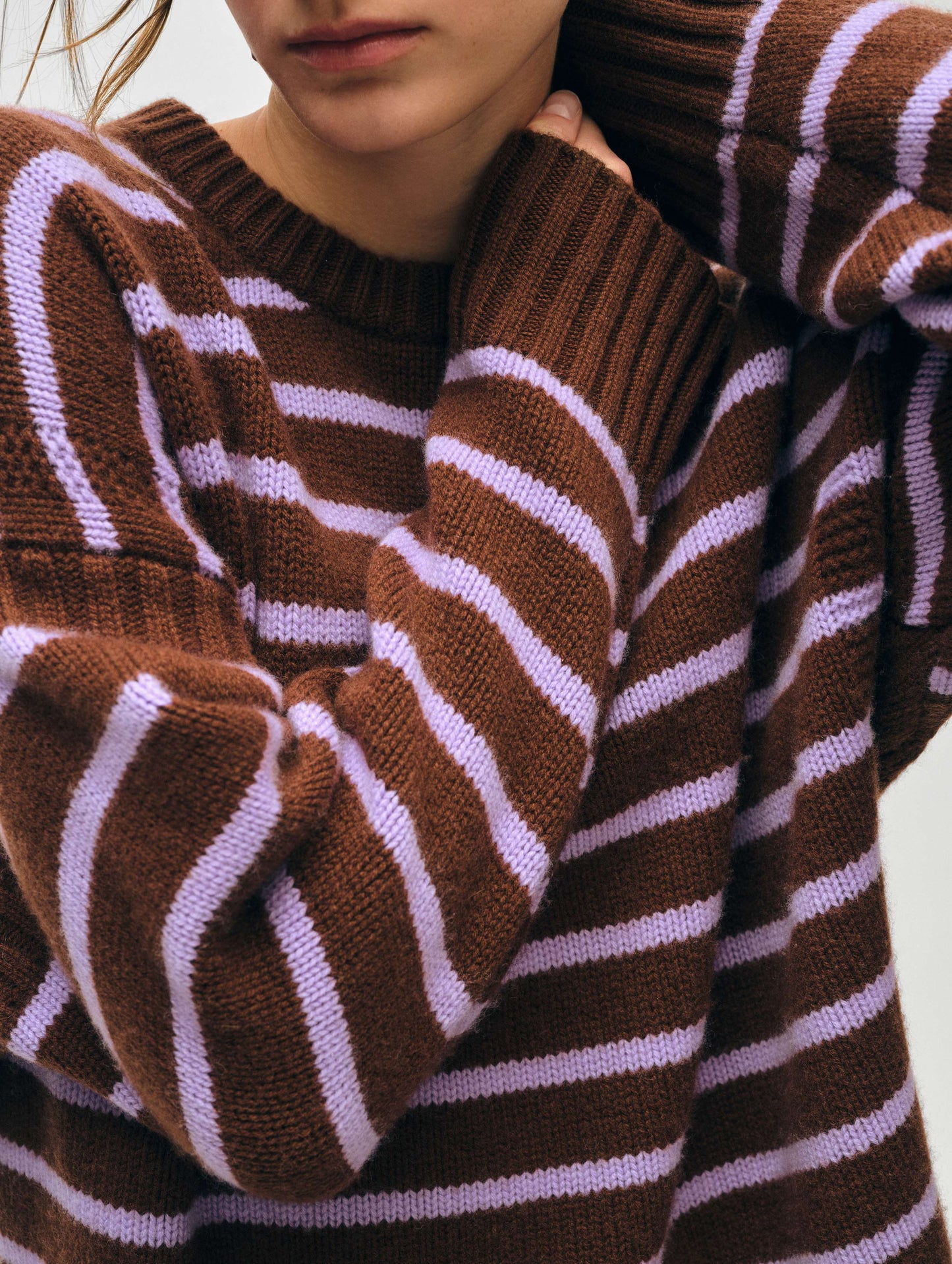 Merino Cashmere Striped Crewneck