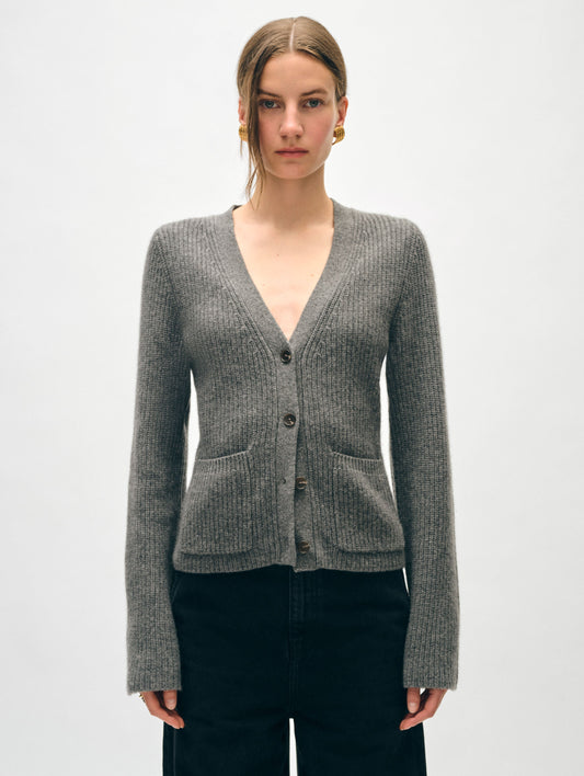 Cashmere Fluted Sleeve Cardigan