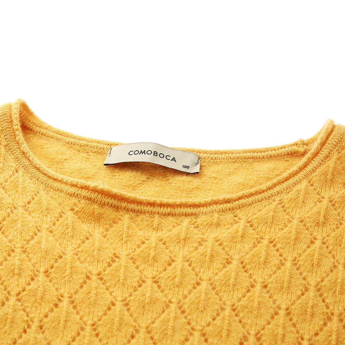 100% Cashmere Diamond Pattern Pullover Sweater