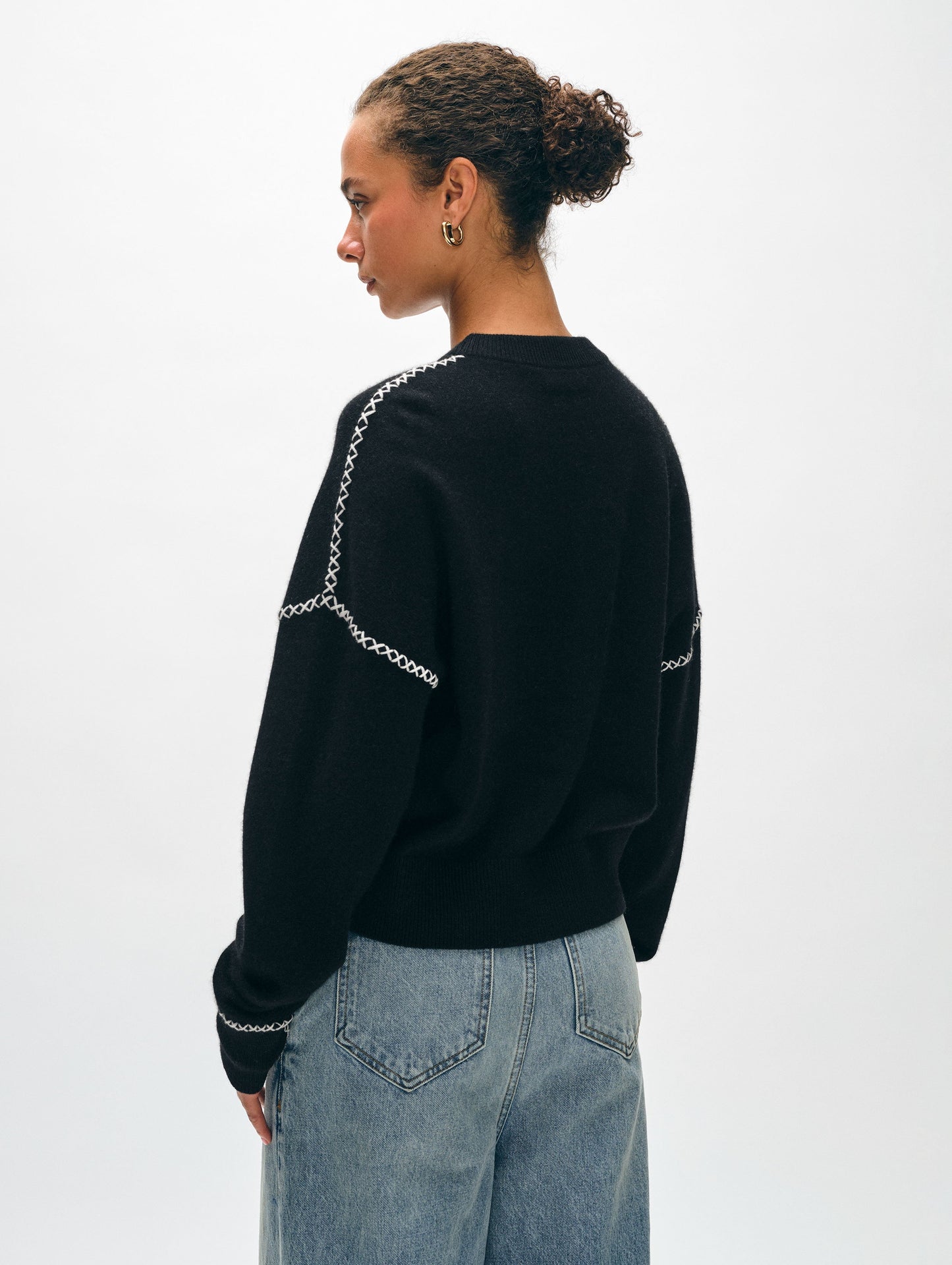 Cashmere Blanket Stitch Crewneck