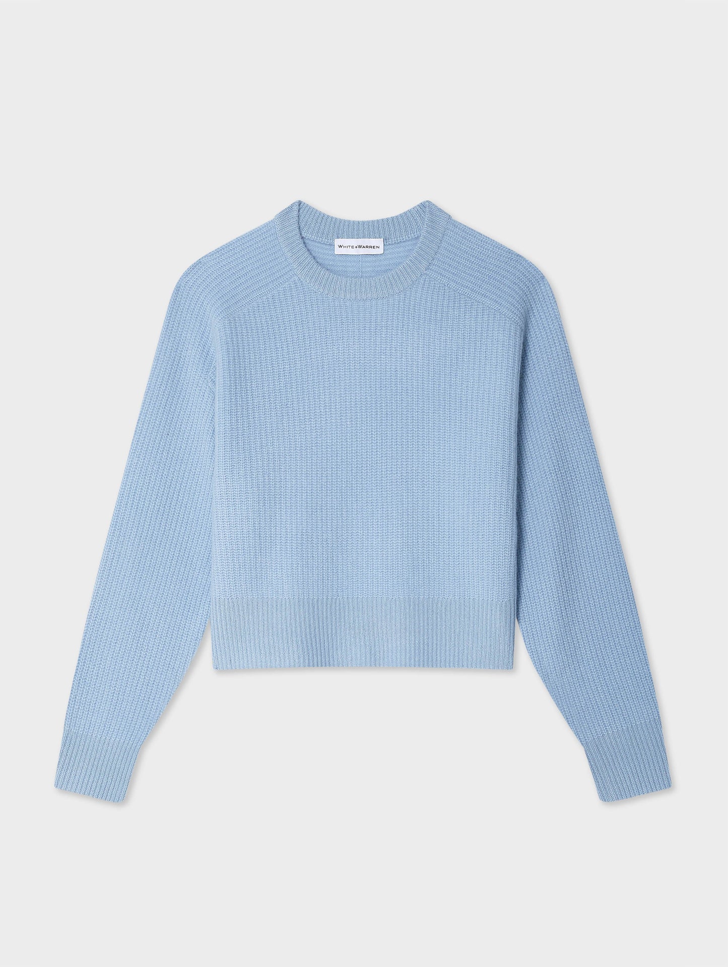 Cashmere Ribbed Saddle Sleeve Crewneck