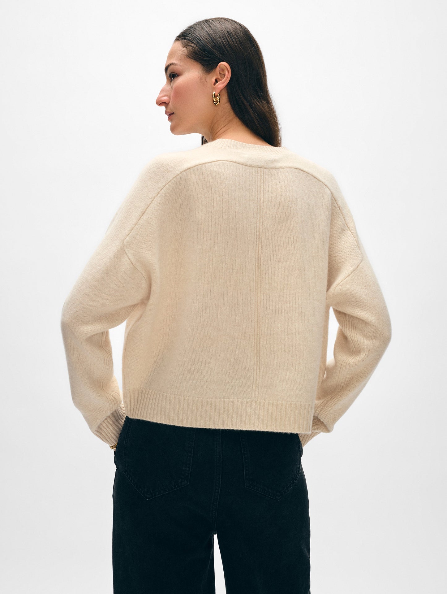 Cashmere Saddle Shoulder V Neck