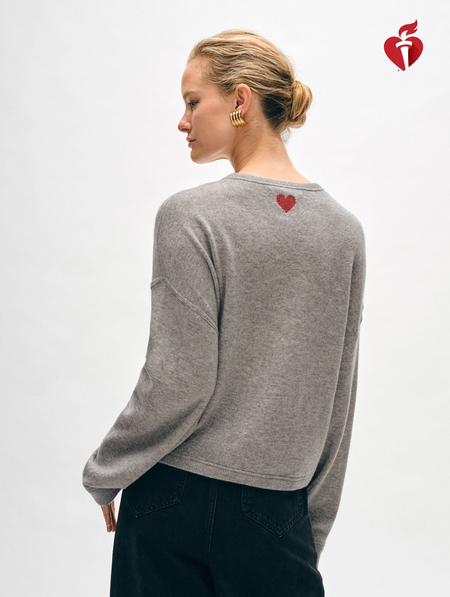 Cashmere Heart Drop Shoulder Sweater