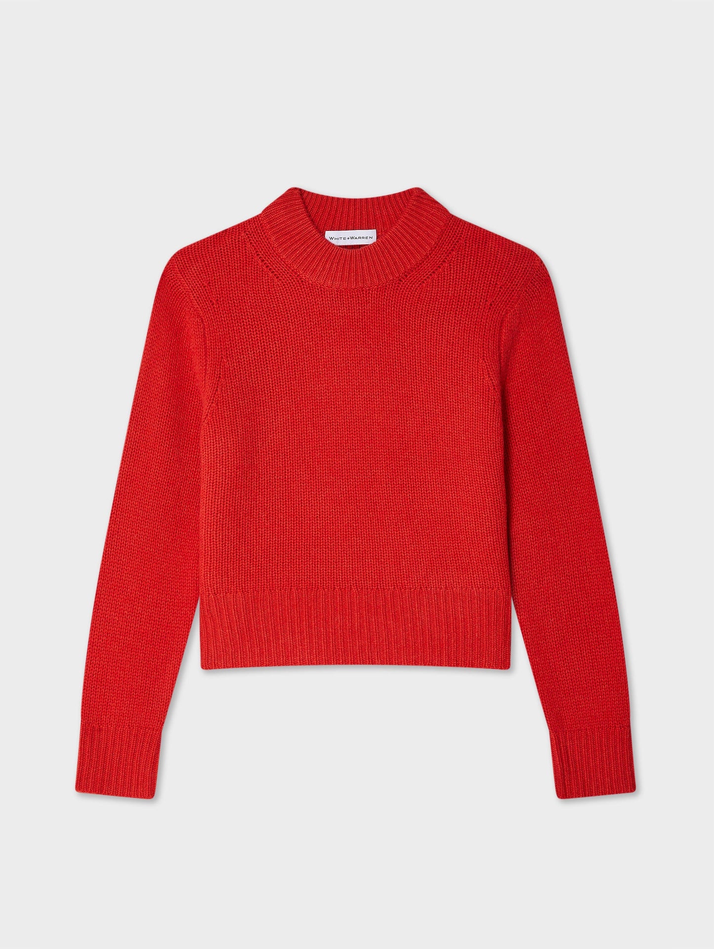 Cashmere Wide Rib Trim Crewneck