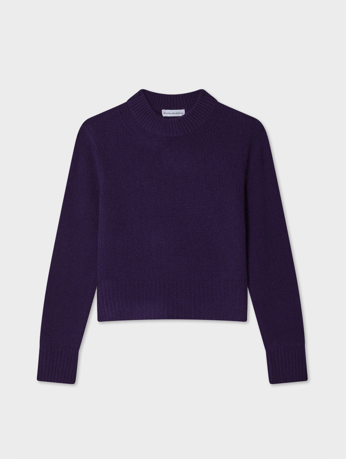 Cashmere Wide Rib Trim Crewneck