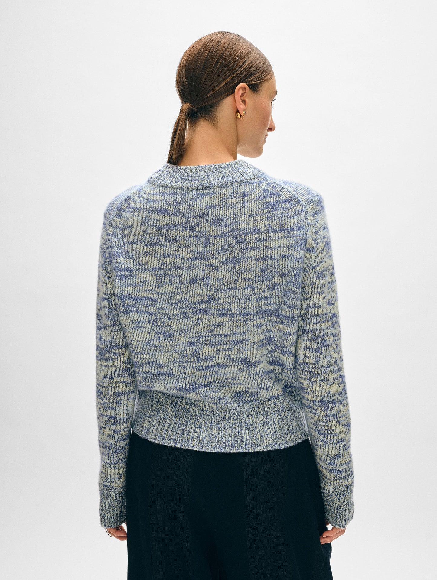 Cashmere Wide Rib Trim Crewneck