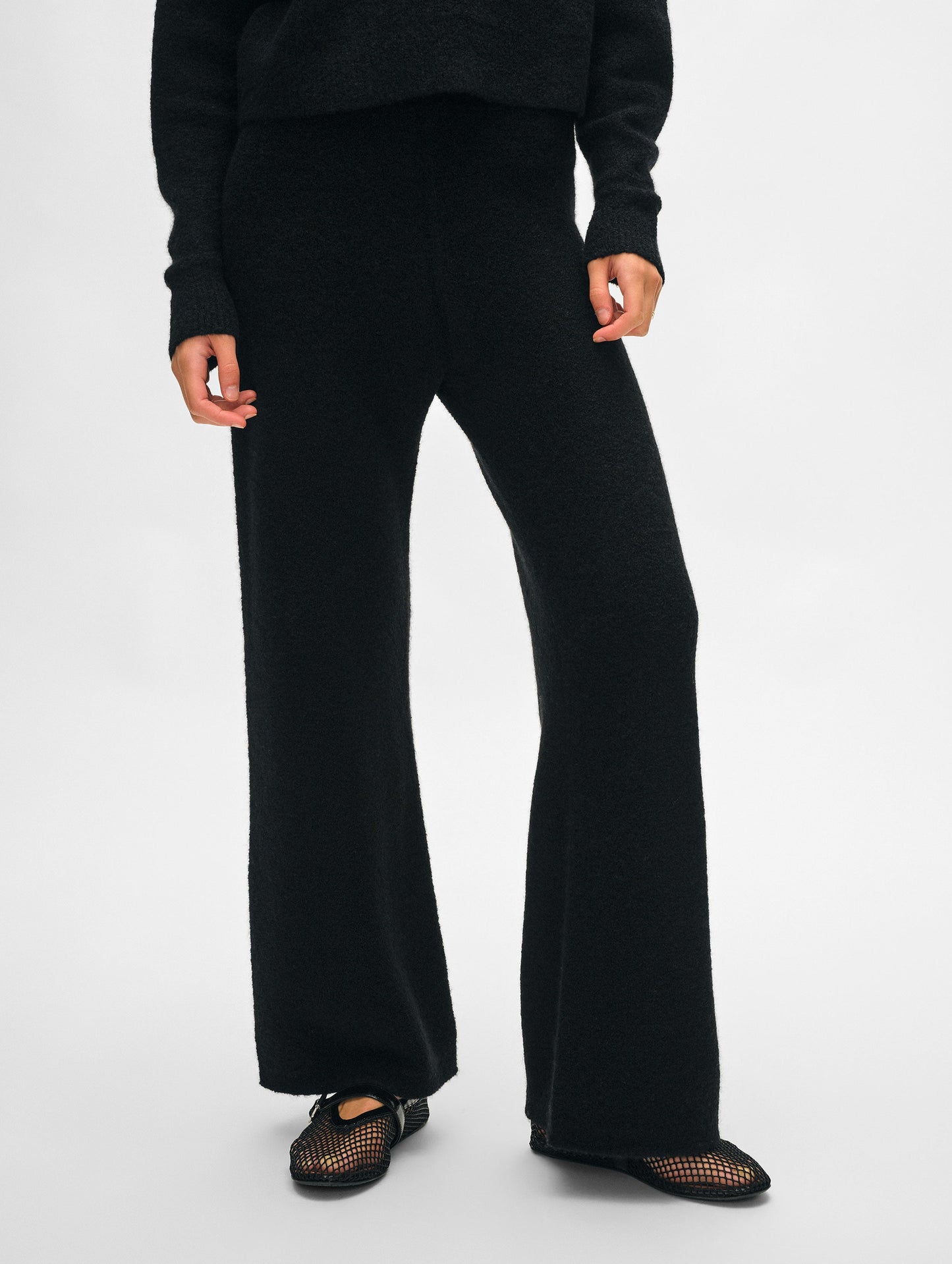 Merino Cashmere Bouclé Wide Leg Pant