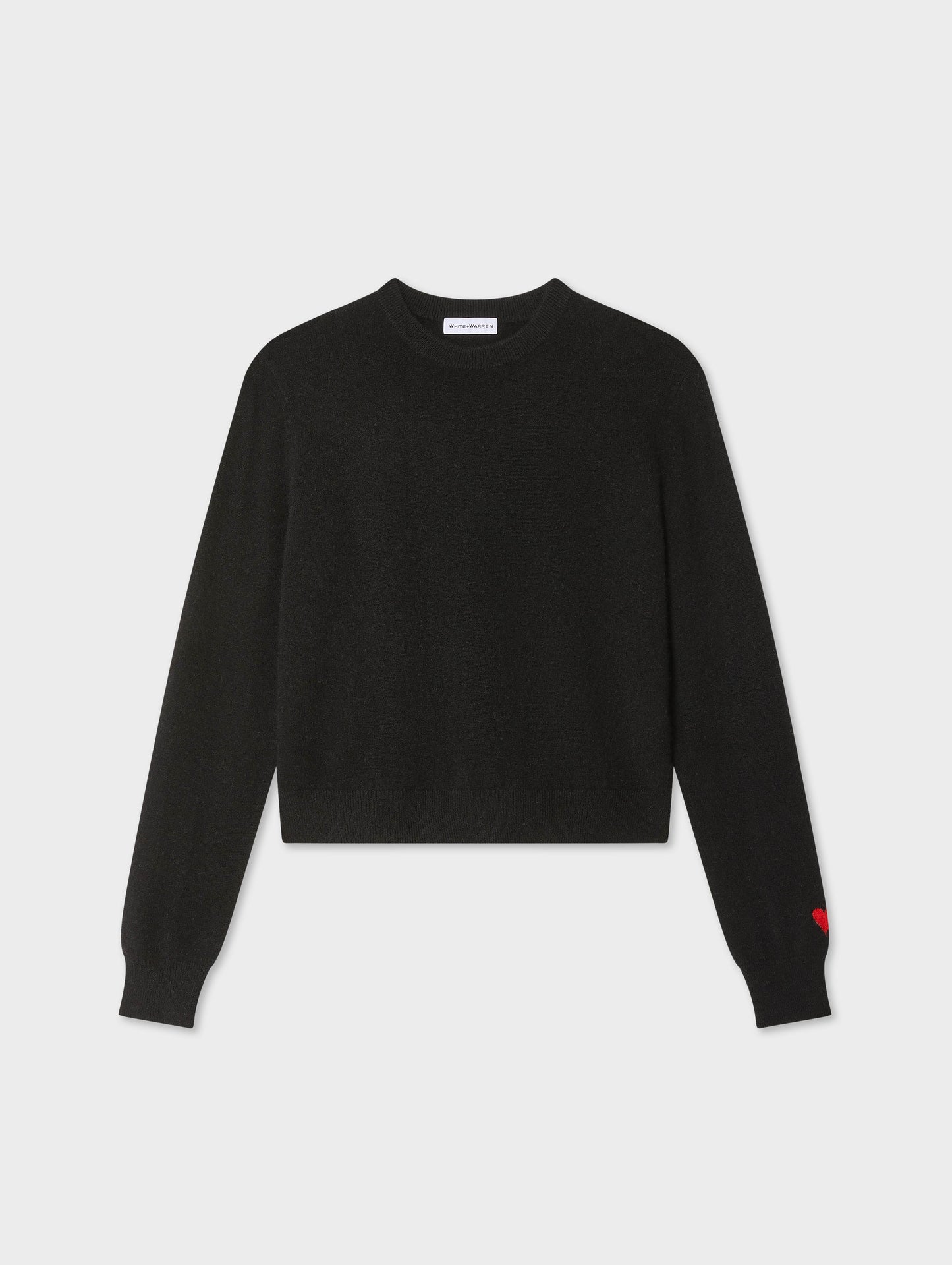 Cashmere Mini Heart Sleeve Crewneck