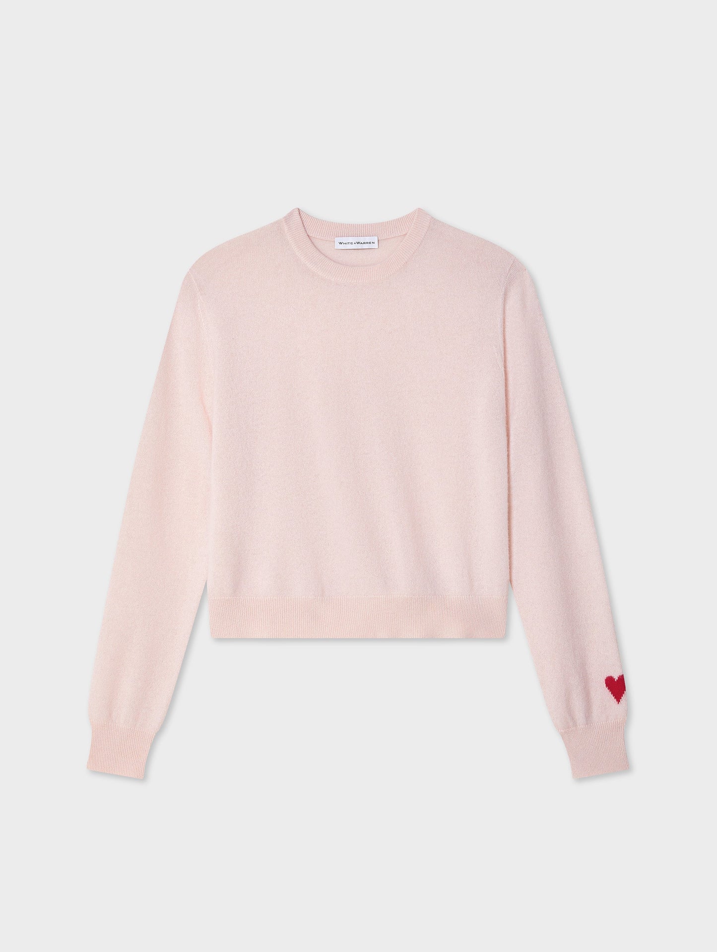 Cashmere Mini Heart Sleeve Crewneck