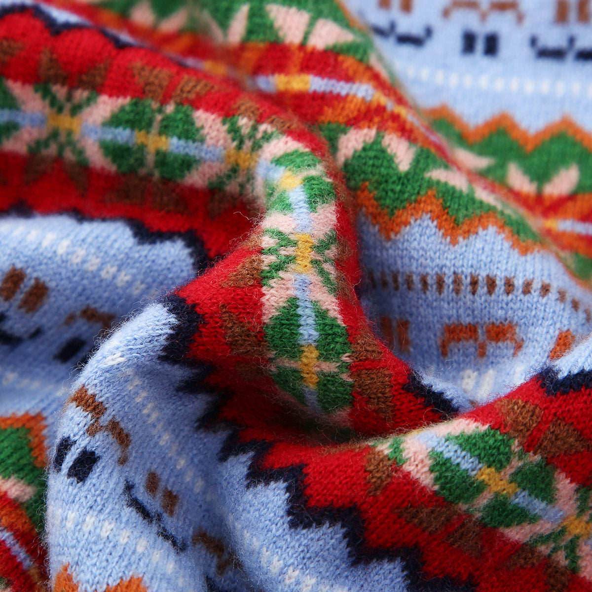 100% Wool Colorful Fair Isle Knit Sweater