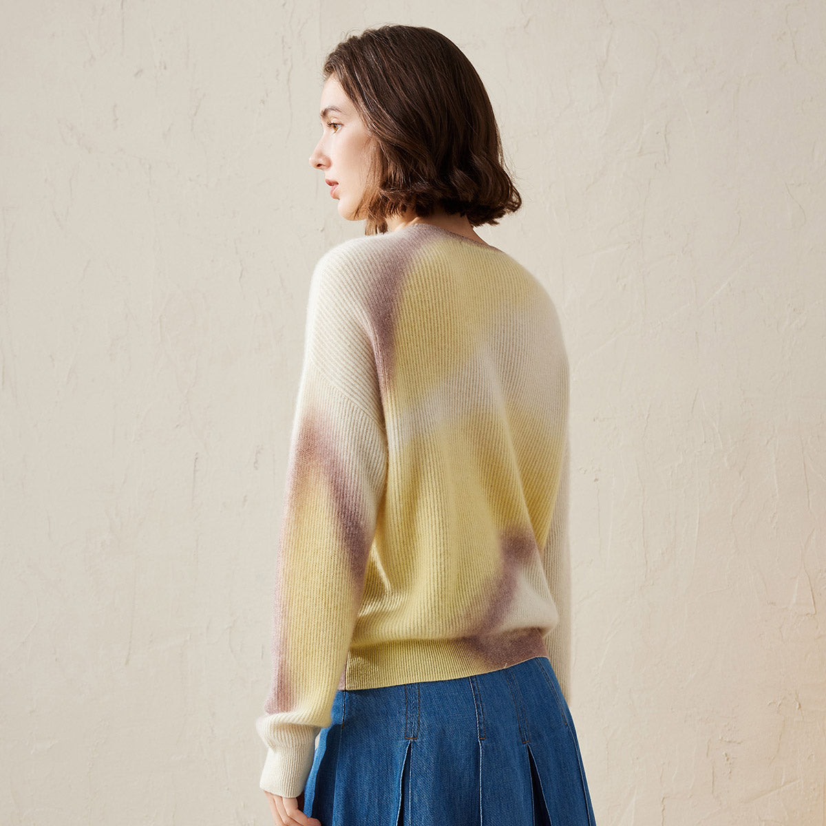 100% Cashmere Gradient Color Soft Knit Sweater