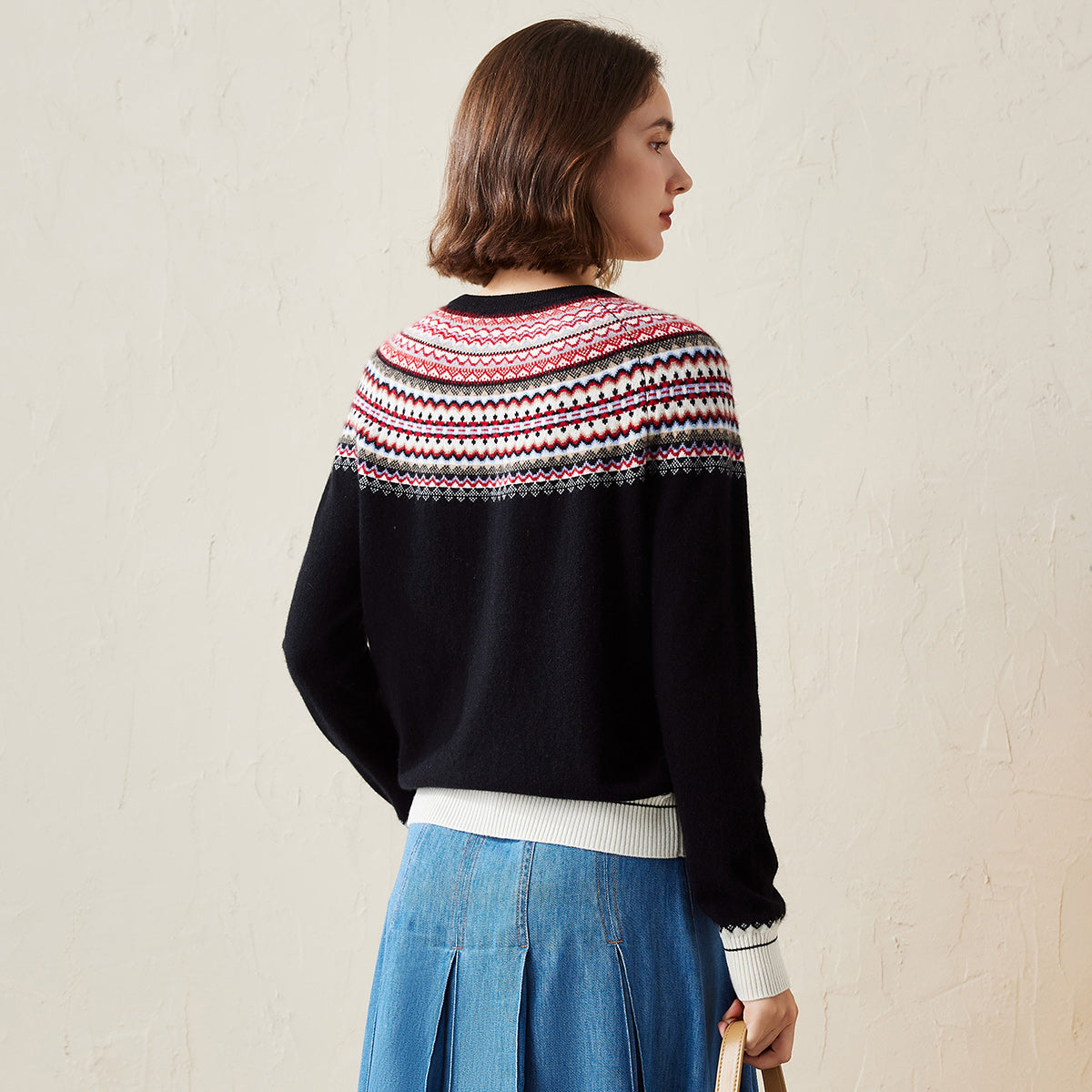 100% Cashmere Nordic-Inspired Knit Sweater